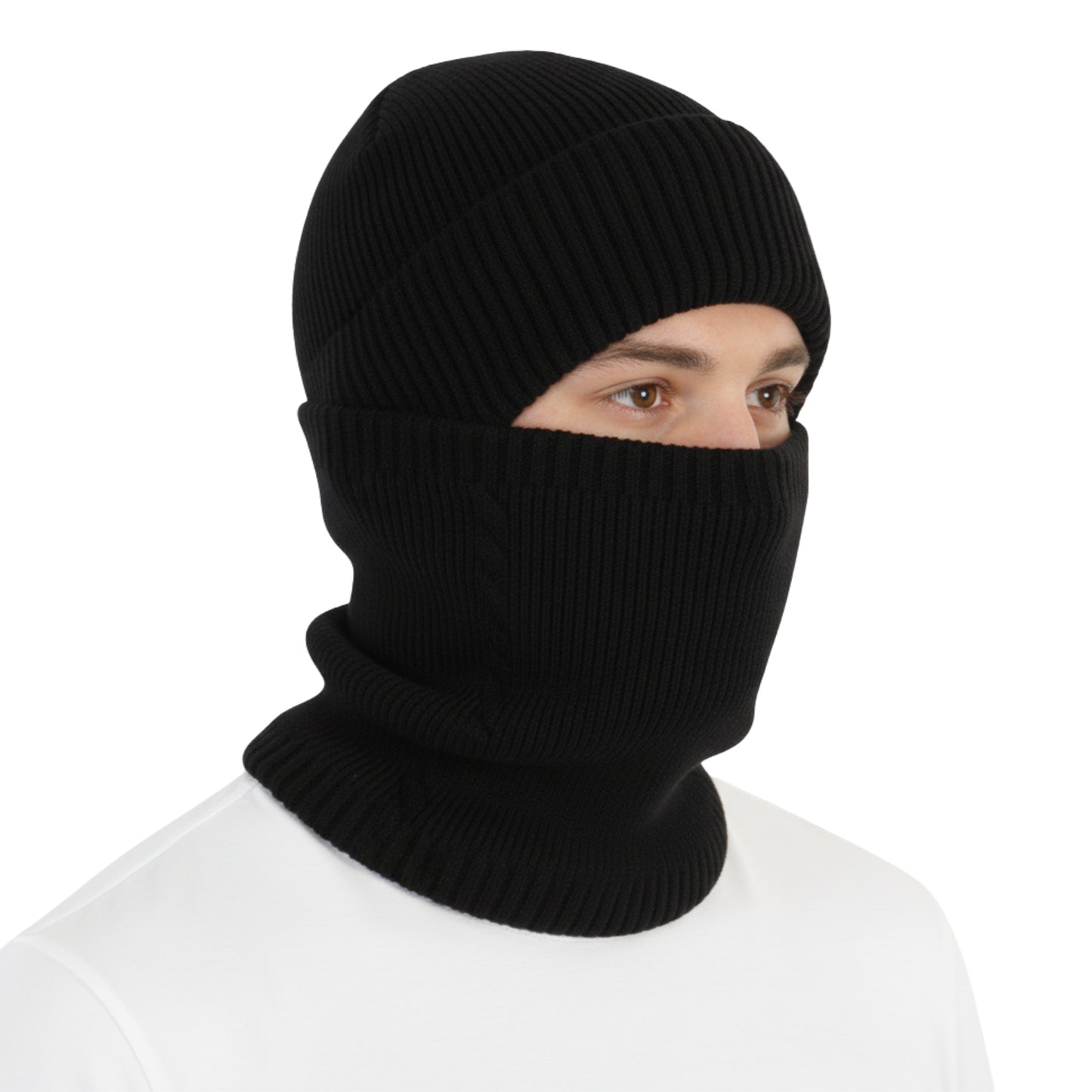 Men's Winter Cap With Neck Warmer (Black)