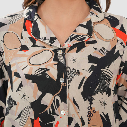 Bonjour Women's Floral Print Cotton Lounge Wear Set