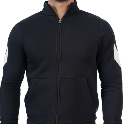 Mens High Neck Winter Wear Black Tracksuit