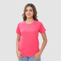 Women Knitted Fabric Regular Fit Short Sleeve Tee/T-shirt - Rose