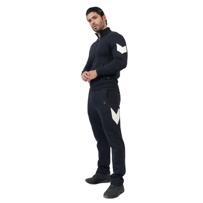 Mens High Neck Winter Wear Black Tracksuit