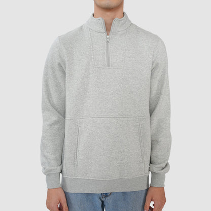Bonjour Men’s Grey Half Zip Sweatshirt with Kangaroo Pocket