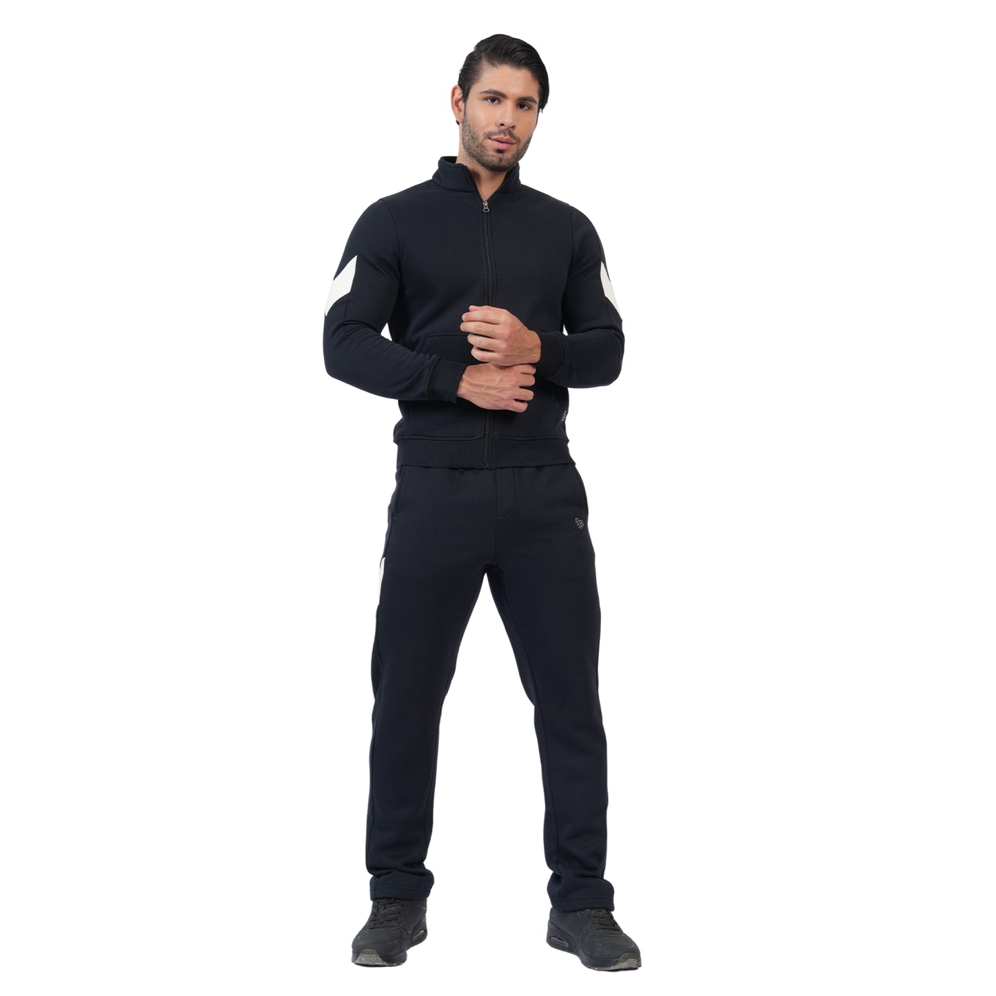 Mens High Neck Winter Wear Black Tracksuit