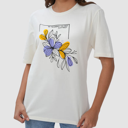 Women Knitted Fabric Regular Fit Half Sleeve Tee/T-shirt - Off White