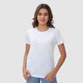 Women Knitted Fabric Regular Fit Short Sleeve Tee/T-shirt - White