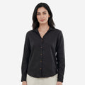 Women Linen Comfort Shirt - (Black)