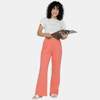 Women Flared Pants (Coral Peach)