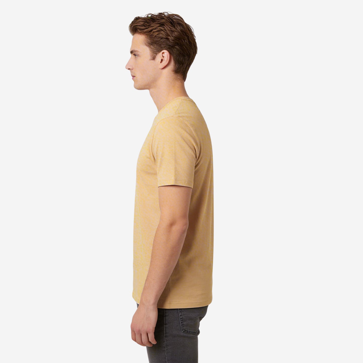 Beige Round Neck Half Sleeves T-Shirt for Men