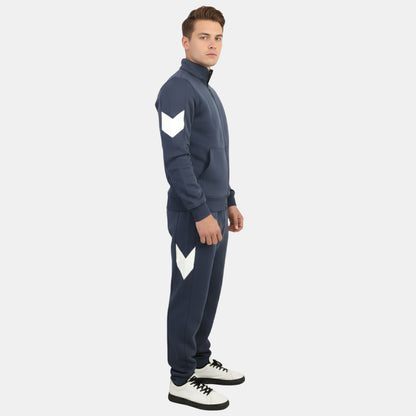 Mens High Neck Winter Wear Black Tracksuit (Navy Blue)