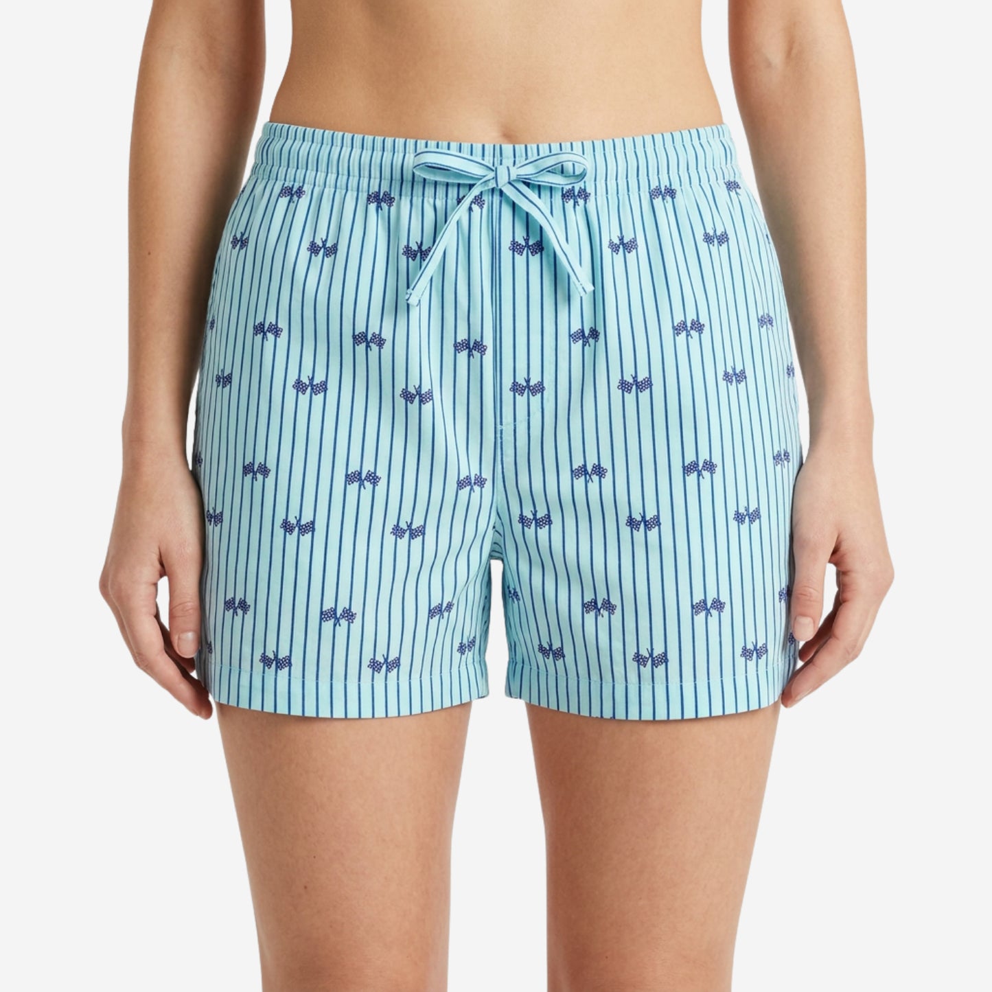 Women Regular Fit Sky Blue Cotton Boxer Shorts