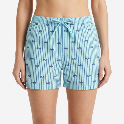 Women Regular Fit Sky Blue Cotton Boxer Shorts