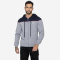 Relaxed Fit Printed Zip-Through Hoodie for Men (Grey)