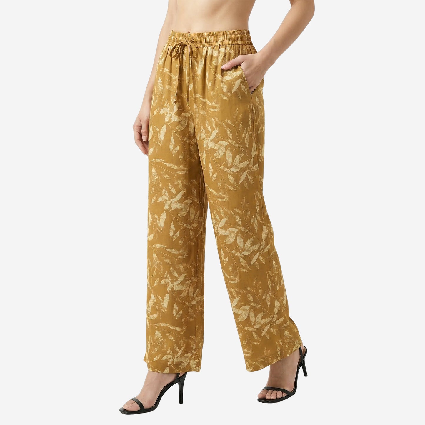Mustard Floral Printed Palazzo for Women | Comfortable Fit (Pack of 1)