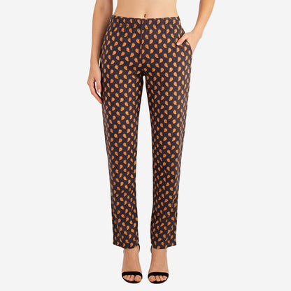 Women Printed Relaxed-Fit Lower - Black