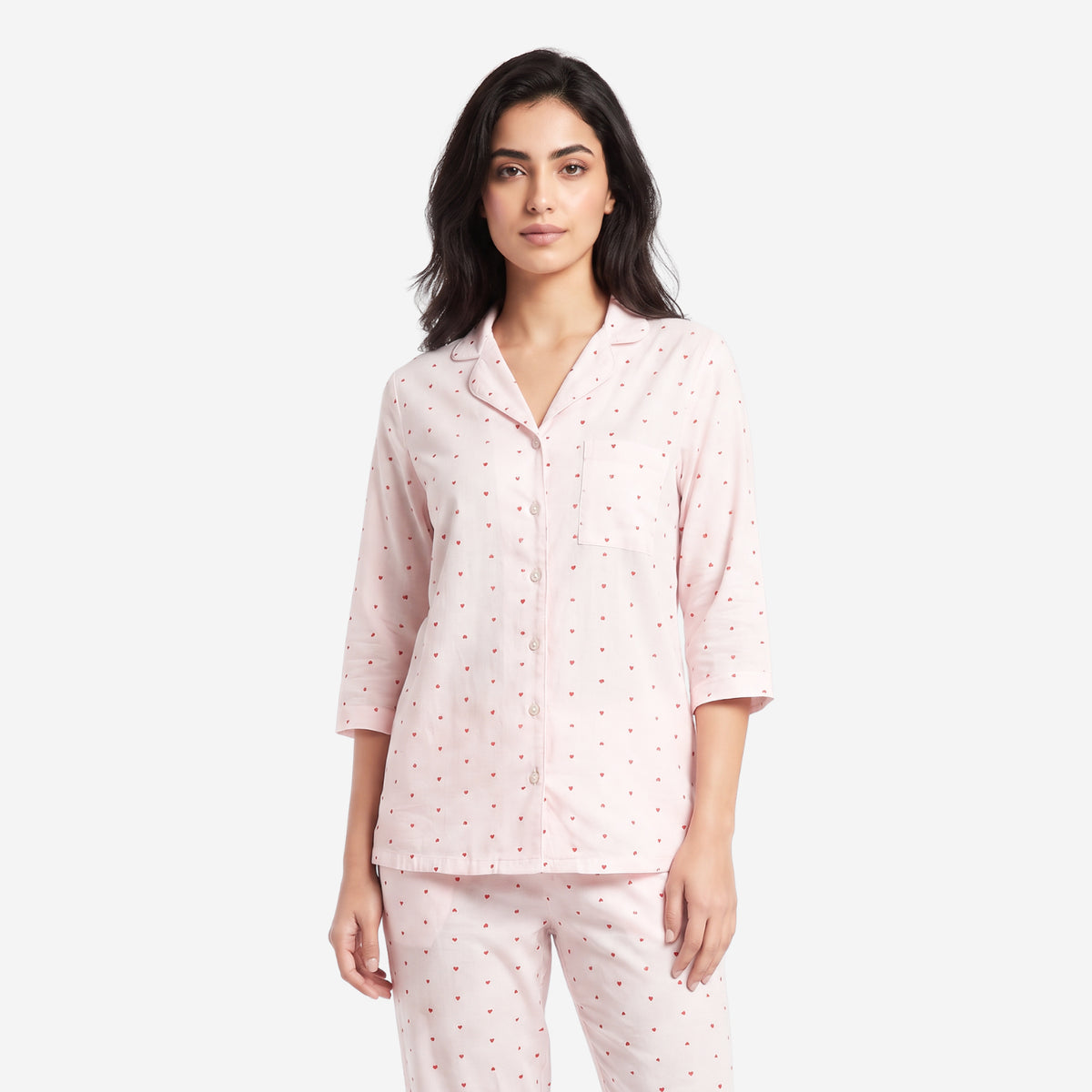 Women Printed Rayon Loungewear Set (Lt. Pink)