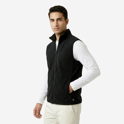 Men’s Black Sleeveless Polar Jacket (Pack of 1)