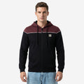 Relaxed Fit Printed Zip-Through Hoodie for Men (Black)