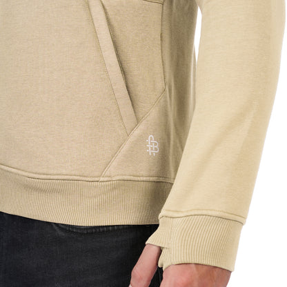 Men’s Solid Zipper Hooded Jacket (Cream)