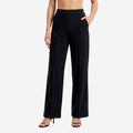 Women Solid Black Straight Pants