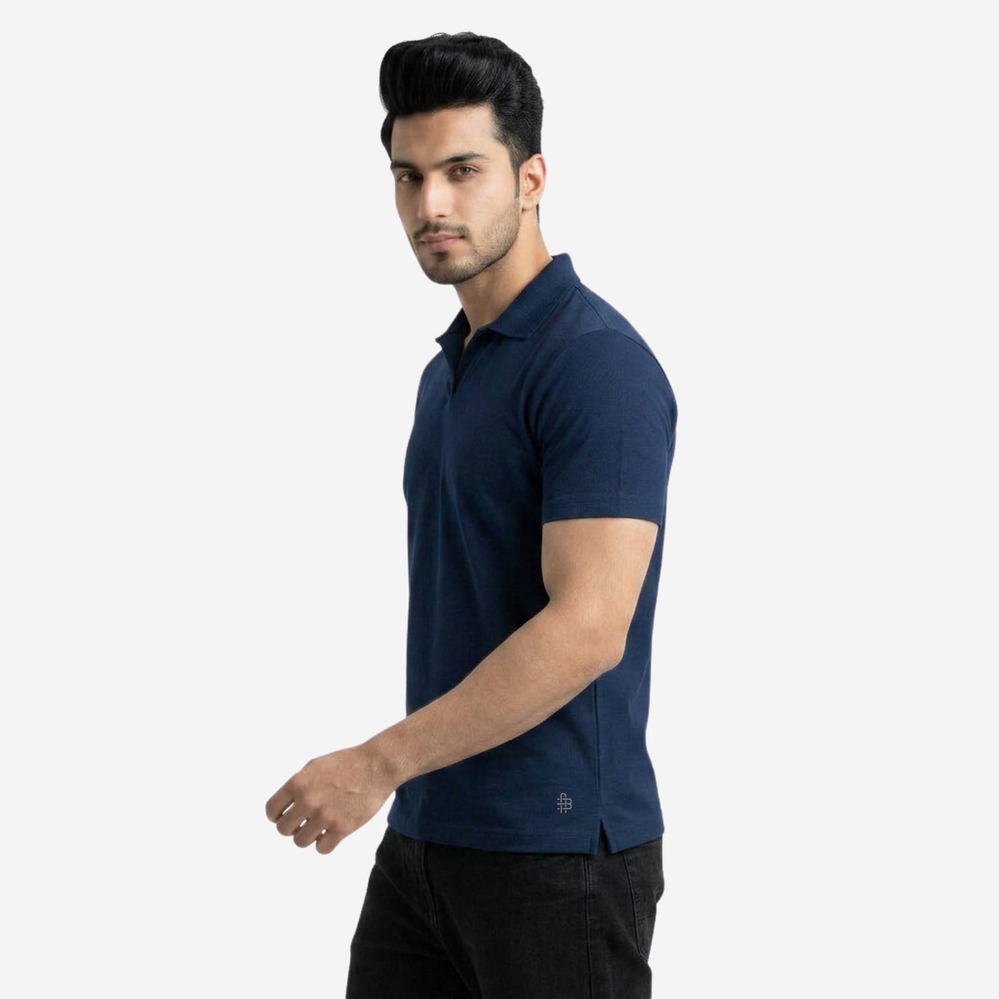 Men's Solid Navy Polo Half-Sleeve T-Shirt