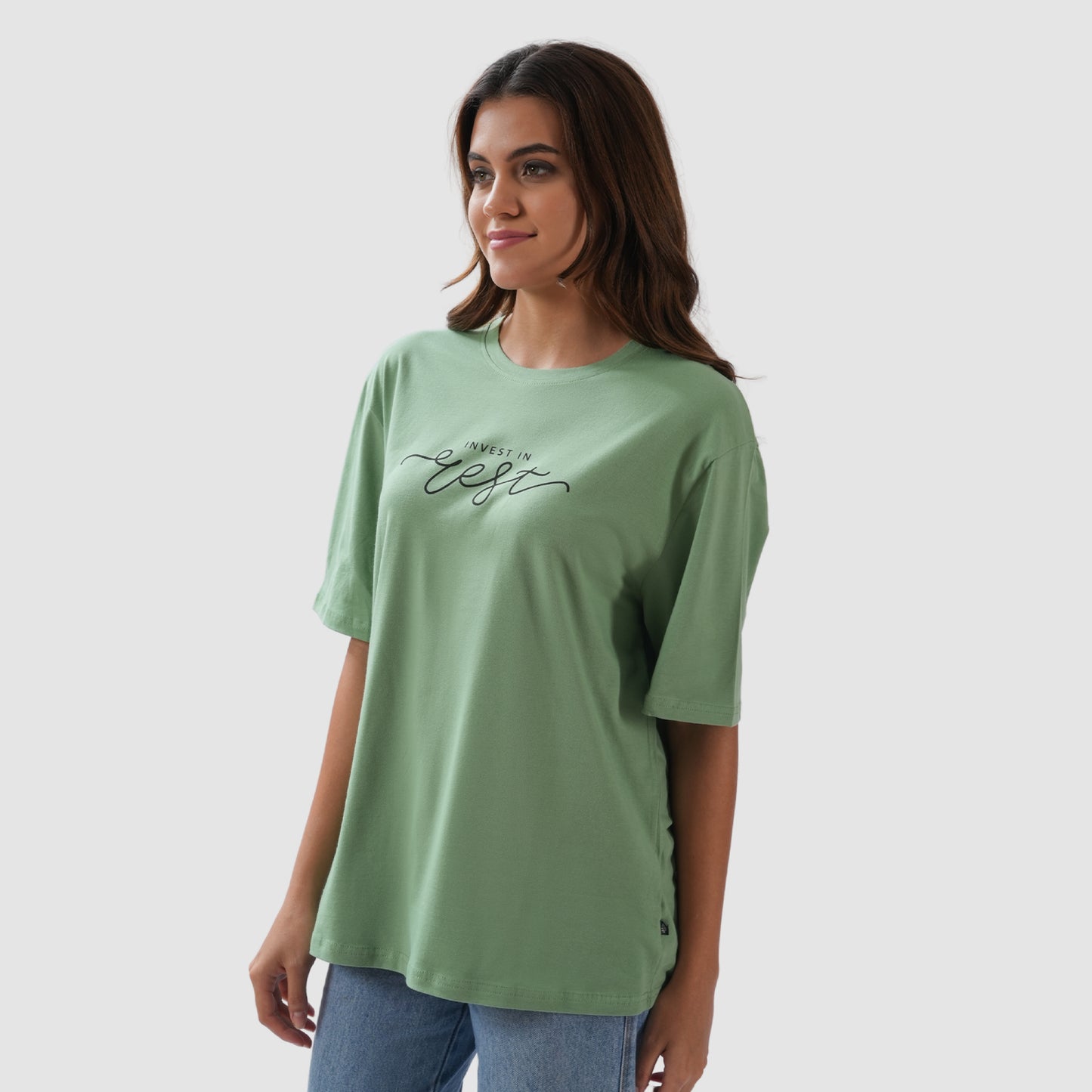 Women-Knitted-Fabric-Regular-Fit-Half-Sleeve-Tee/T-shirt - Jolly Green