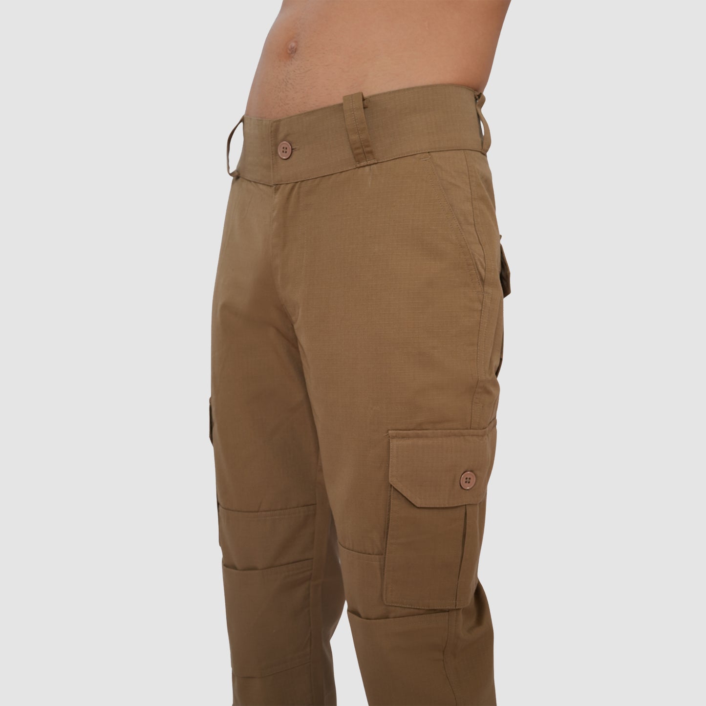 Bonjour Men Cargo Pants Premium Cotton Comfort Fit with Stylish Utility Pockets - Khaki