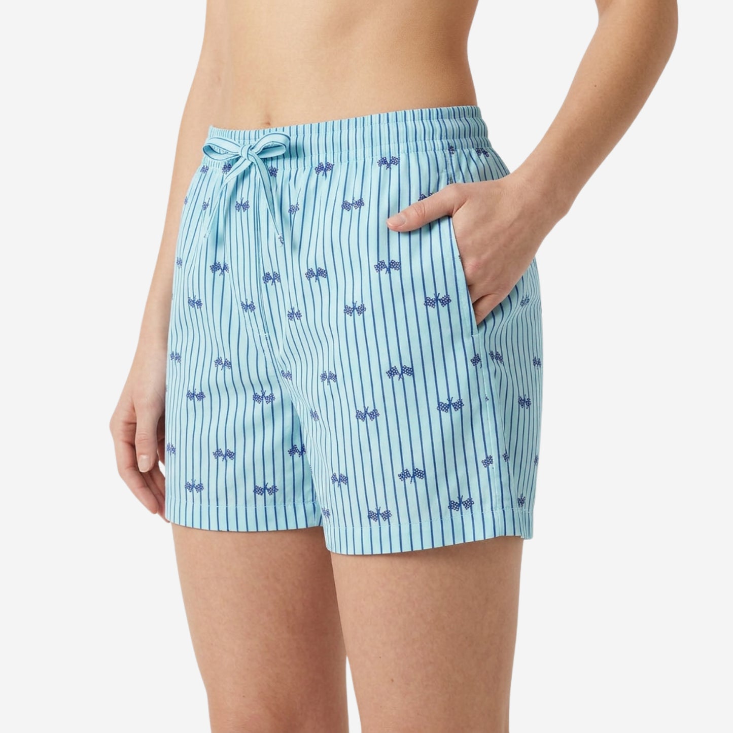 Women Regular Fit Sky Blue Cotton Boxer Shorts