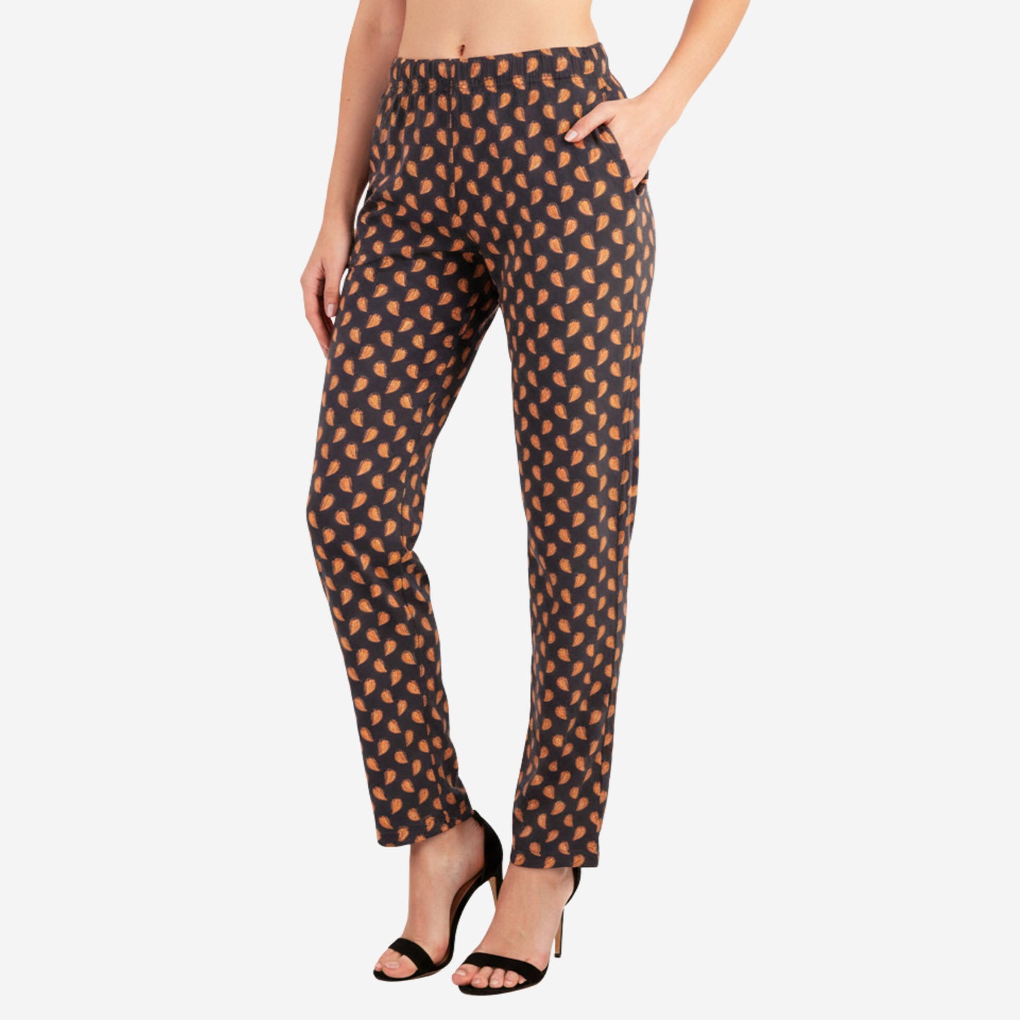 Women Printed Relaxed-Fit Lower - Black