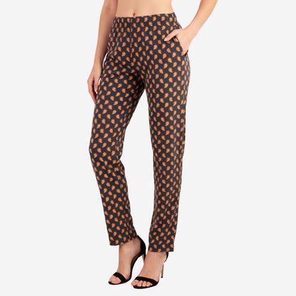 Women Printed Relaxed-Fit Lower - Black