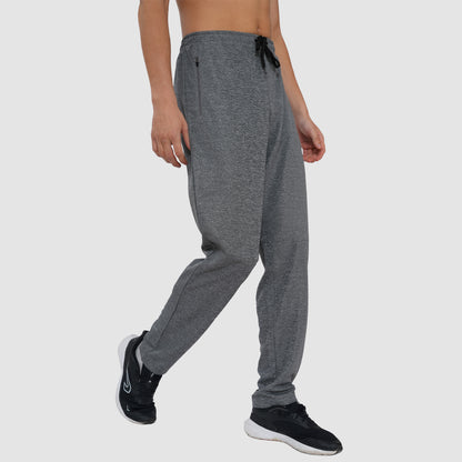 Men Mid Rise Cotton Blend Joggers Track Pants | Zipper Pocket | Casual, Gym & Lounge Wear - Grey