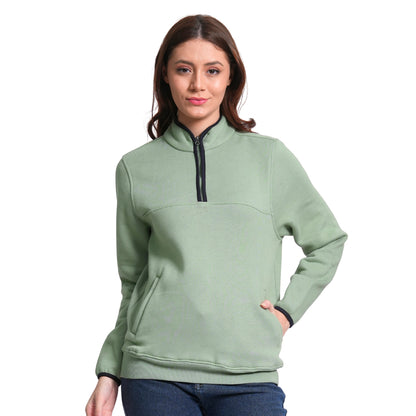 Women's Half-Zip Pullover Sweatshirt with Kangaroo Pockets