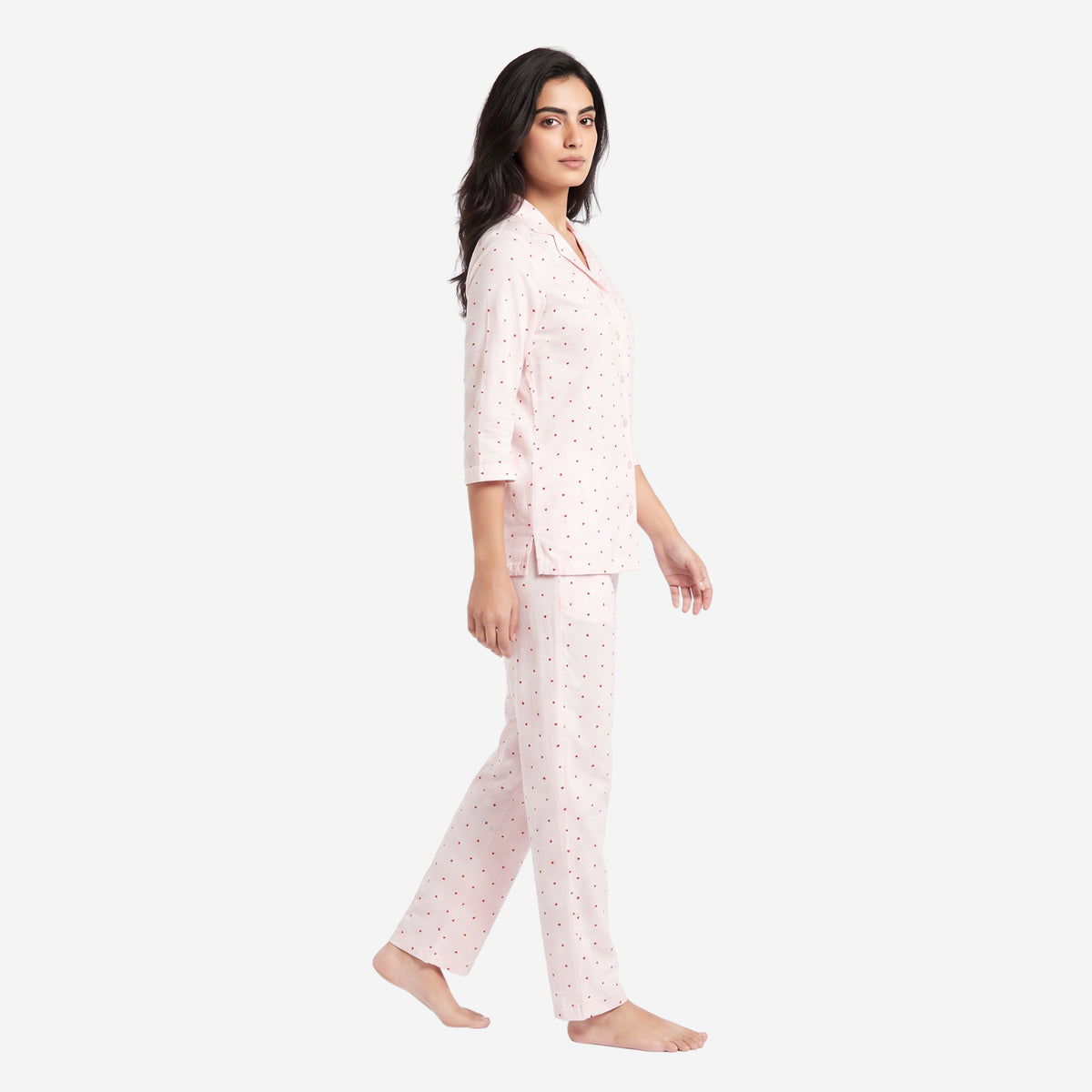 Women Printed Rayon Loungewear Set (Lt. Pink)