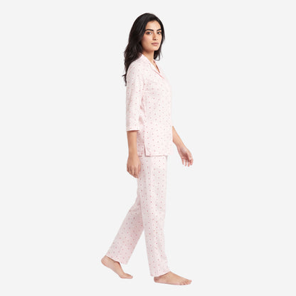 Women Printed Rayon Loungewear Set (Lt. Pink)
