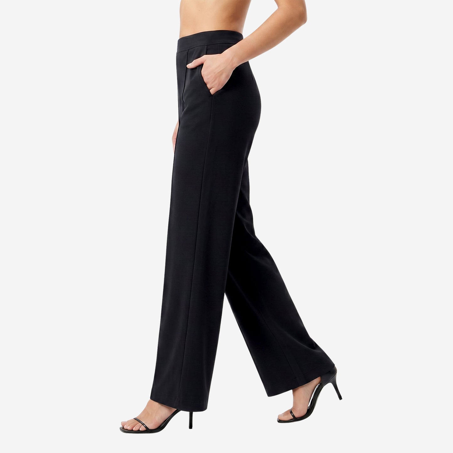 Women Solid Black Straight Pants