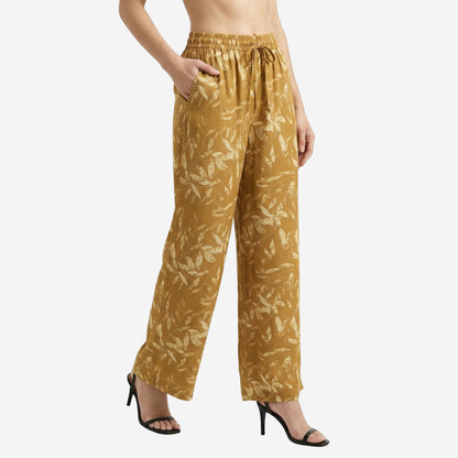 Mustard Floral Printed Palazzo for Women | Comfortable Fit (Pack of 1)