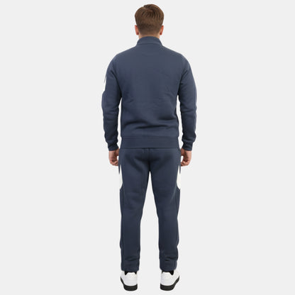 Mens High Neck Winter Wear Black Tracksuit (Navy Blue)
