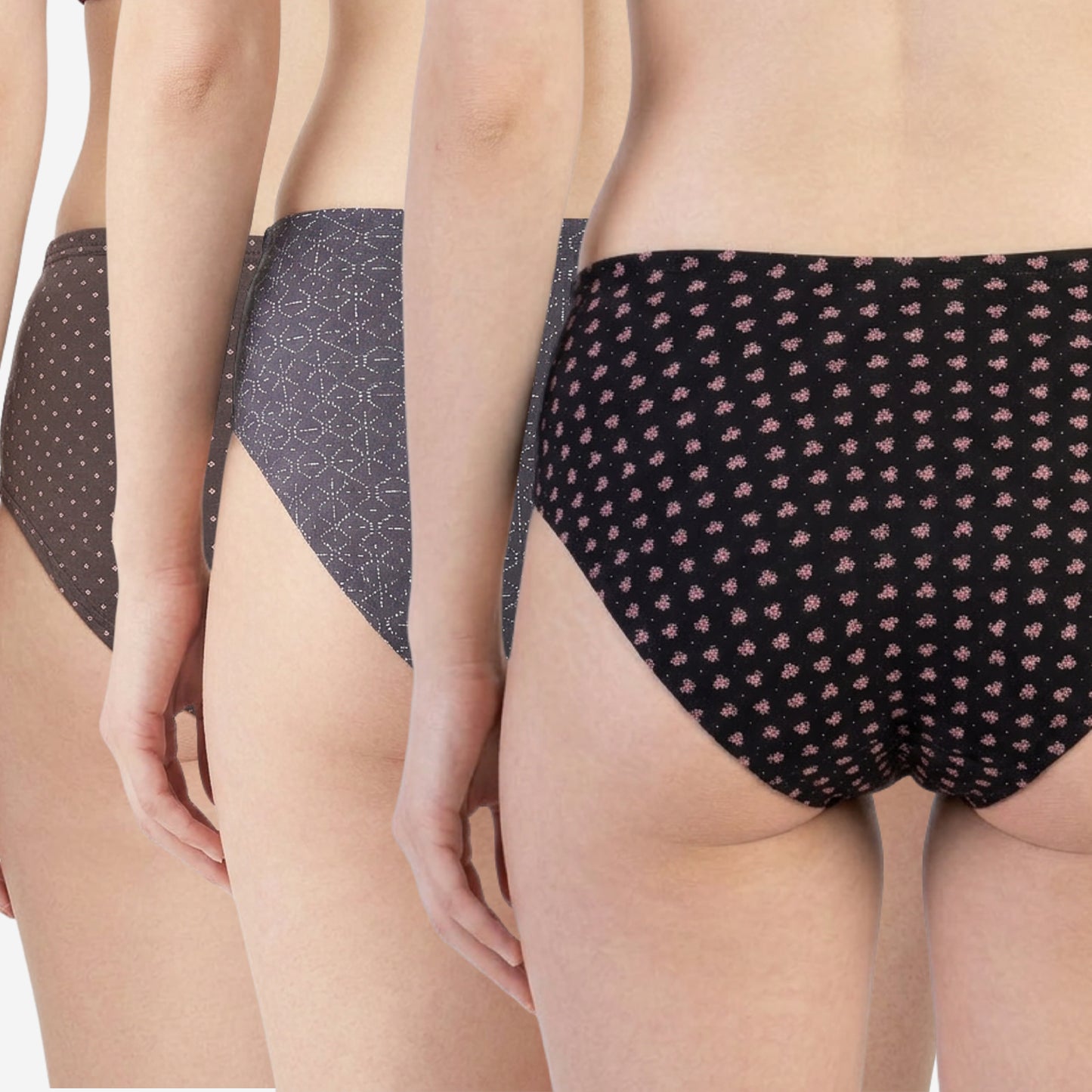 Women's Cotton Mid-Waist Full Coverage Printed Hipster Panties - (Pack of 3)