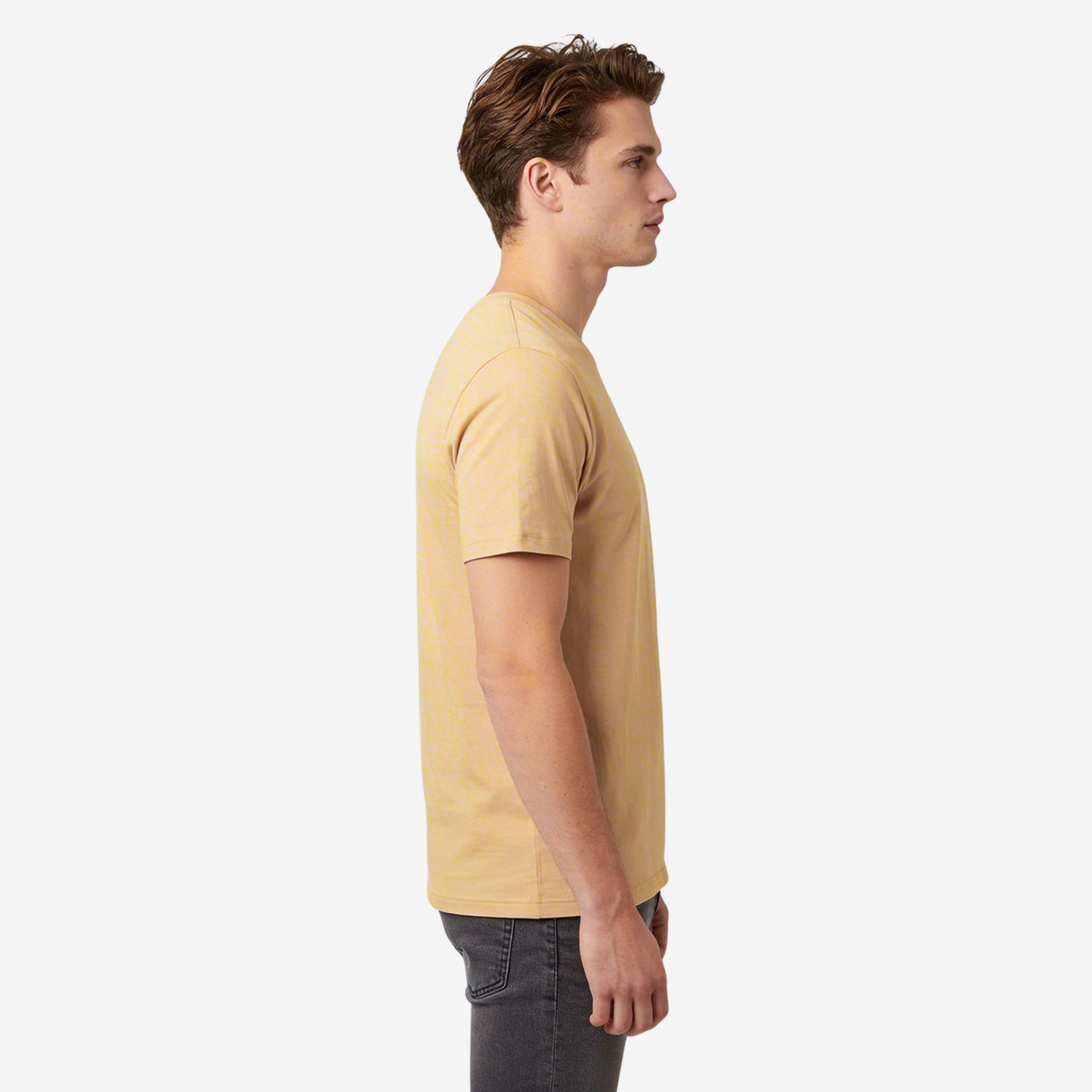 Beige Round Neck Half Sleeves T-Shirt for Men