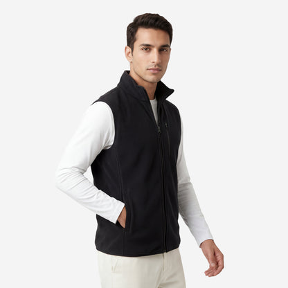 Men’s Black Sleeveless Polar Jacket (Pack of 1)