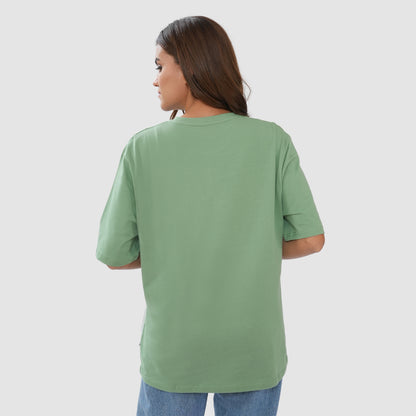 Women-Knitted-Fabric-Regular-Fit-Half-Sleeve-Tee/T-shirt - Jolly Green