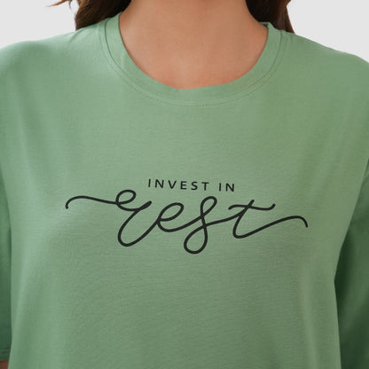 Women-Knitted-Fabric-Regular-Fit-Half-Sleeve-Tee/T-shirt - Jolly Green