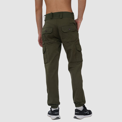 Bonjour Men Cargo Pants Premium Cotton Comfort Fit with Stylish Utility Pockets - Olive