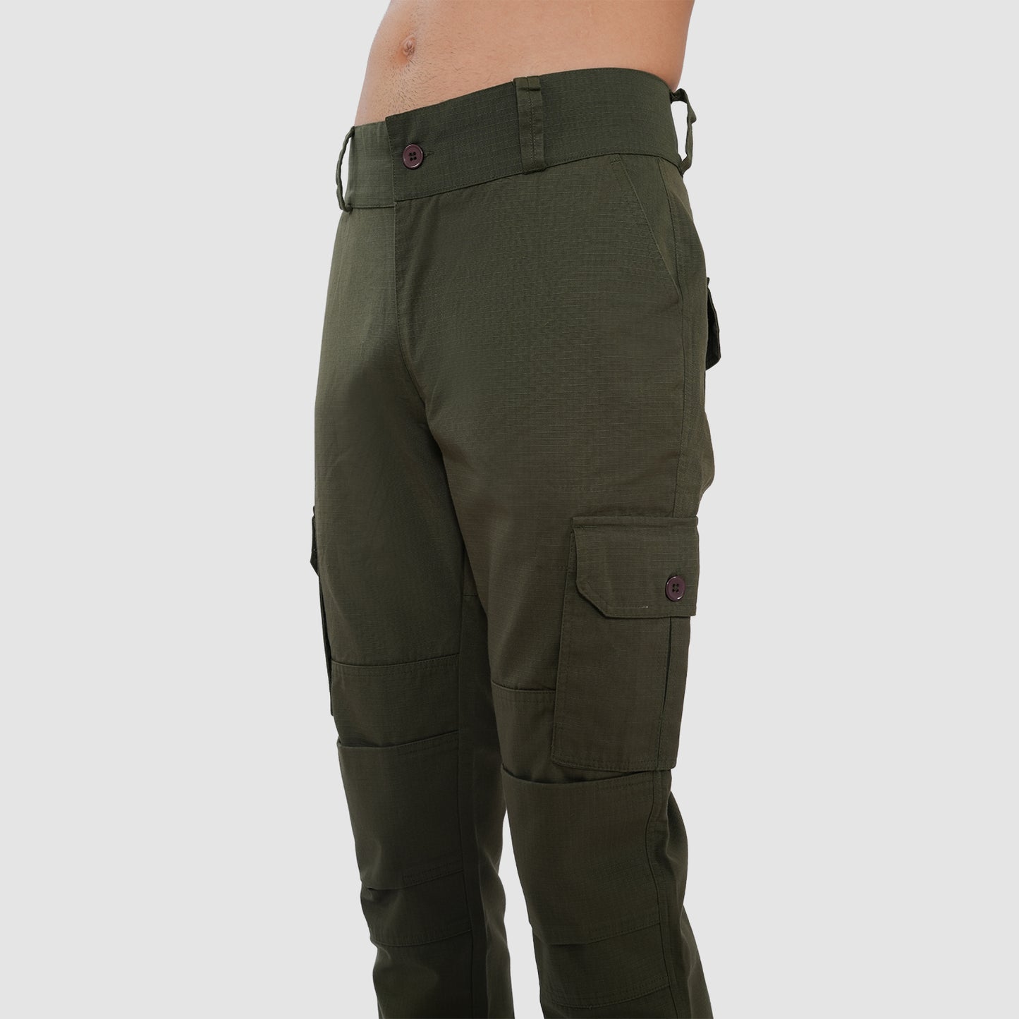 Bonjour Men Cargo Pants Premium Cotton Comfort Fit with Stylish Utility Pockets - Olive