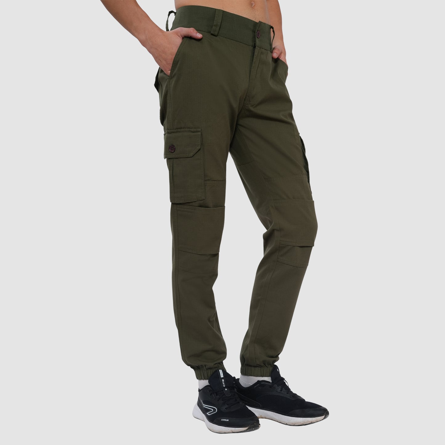 Bonjour Men Cargo Pants Premium Cotton Comfort Fit with Stylish Utility Pockets - Olive