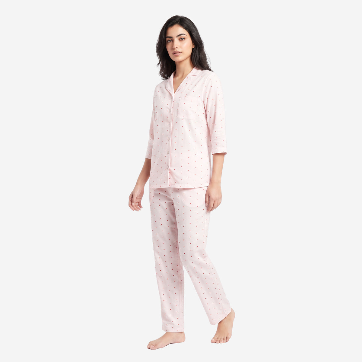 Women Printed Rayon Loungewear Set (Lt. Pink)