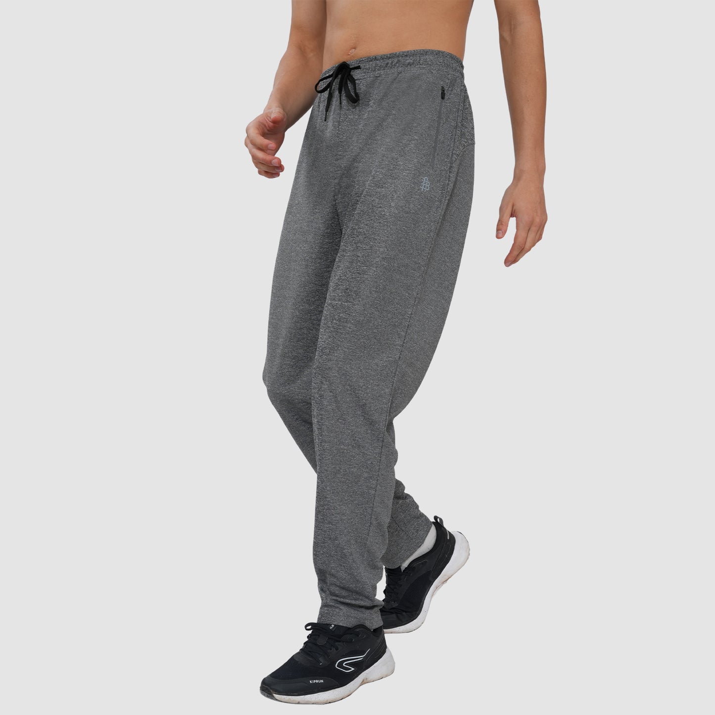 Men Mid Rise Cotton Blend Joggers Track Pants | Zipper Pocket | Casual, Gym & Lounge Wear - Grey