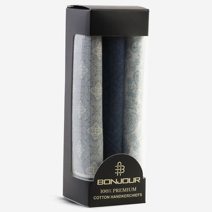 Men’s Silcora Cotton Handkerchiefs | 100% Pure Cotton | Soft & Absorbent | Pack of 3 | Regular - Size