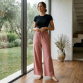 Women Solid Woven Viscose Palazzo -Slate Rose
