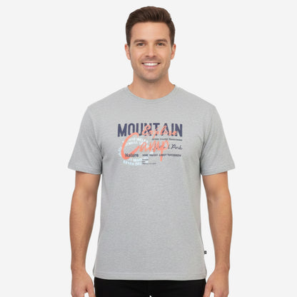 Men’s Printed Round‑Neck T‑Shirt (Lt.Grey Mel)