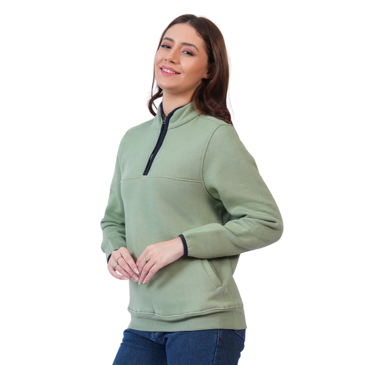 Women's Half-Zip Pullover Sweatshirt with Kangaroo Pockets